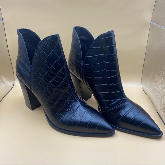 New! Aldo Amodia  Croc Ankle Booties- Block Heel Black- Size 8.5 - Picture 11 of 15